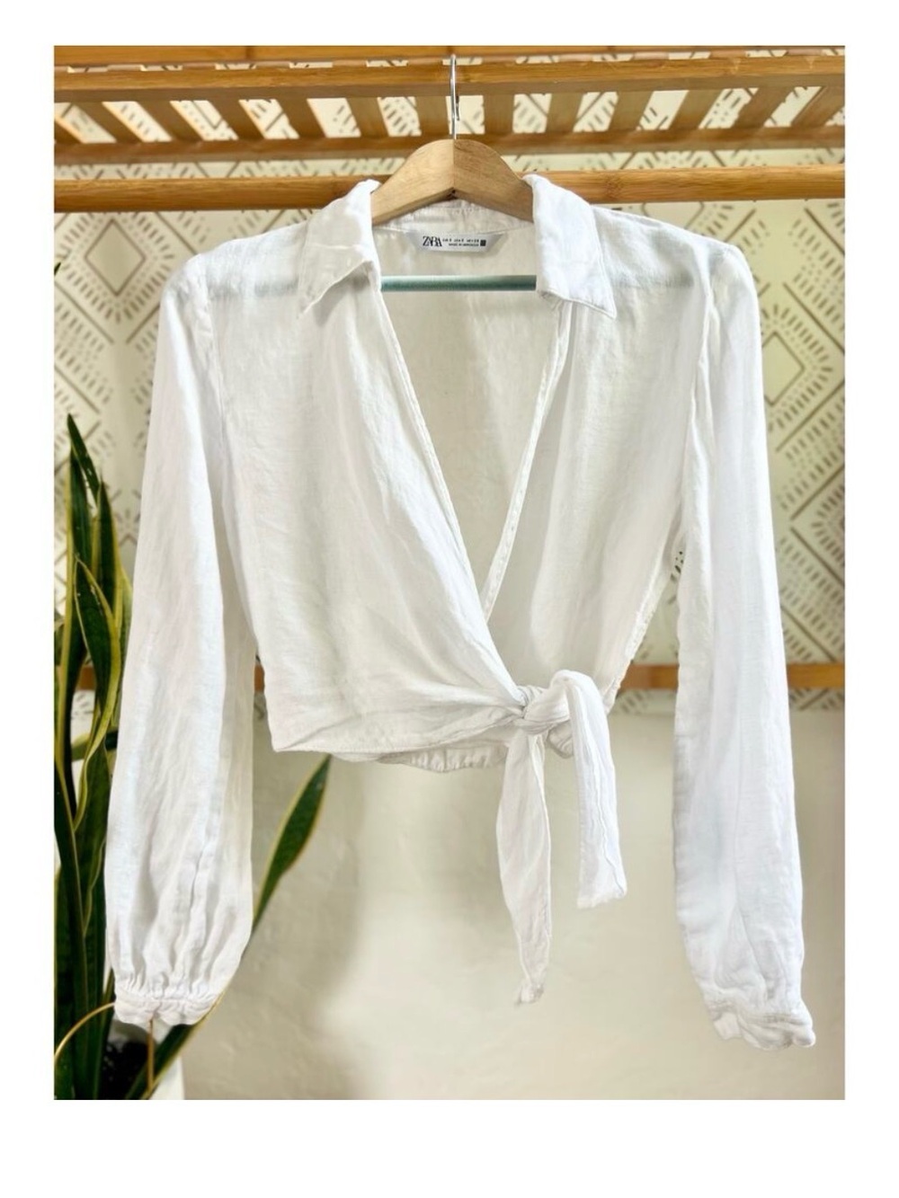 Zara Linen Wrap Blouse - Medium